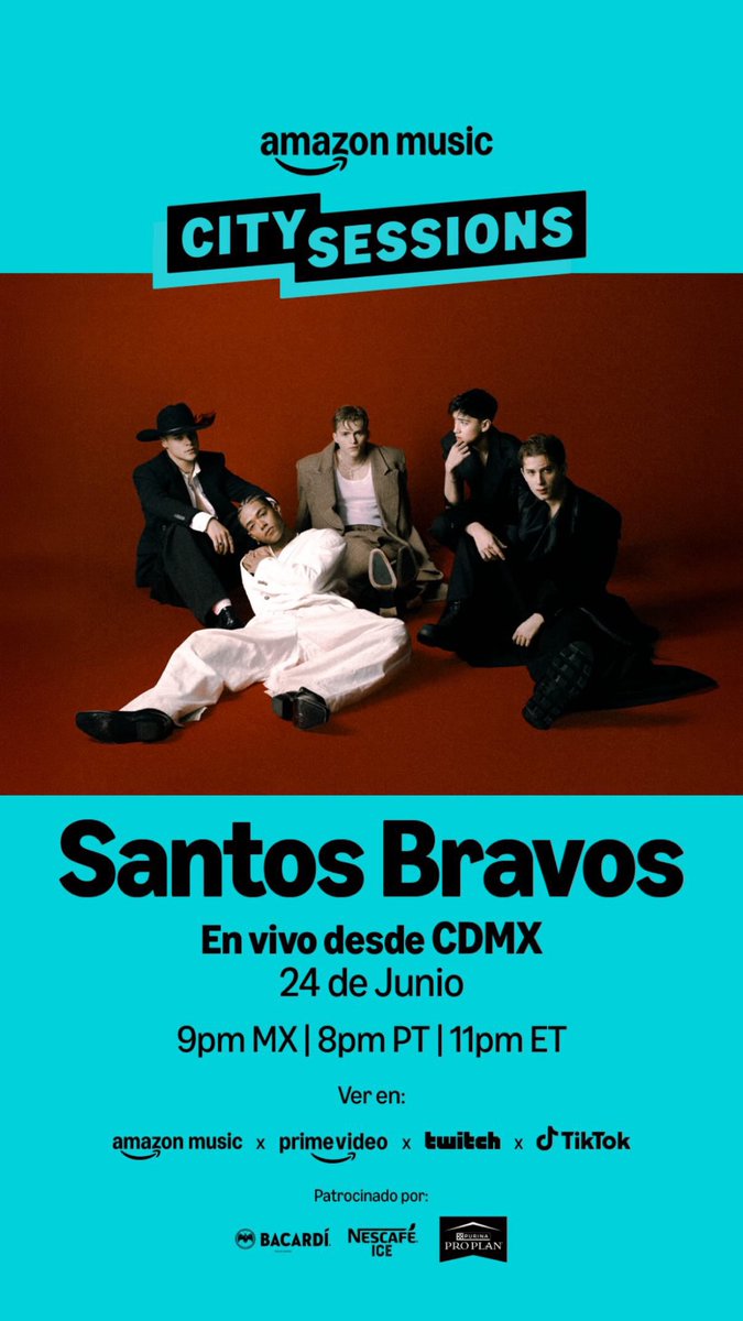 santos_bravos's tweet photo. ¡DUAL, hoy nos vemos a las 9PM (CST) en Amazon Music City Sessions! ❤️‍🔥
Cantaremos un ratito para ustedes por acá:

Amazon MX: https://t.co/8bApvLaIbU

Amazon US: https://t.co/5SnKlRSD6i

TikTok: https://t.co/zc6iN94GWt

Twitch: https://t.co/zA3nY2eXlH

¡TAMO' READYYY! @AmazonMusicMX 
#SANTOSBRAVOS #STBV #CitySessions