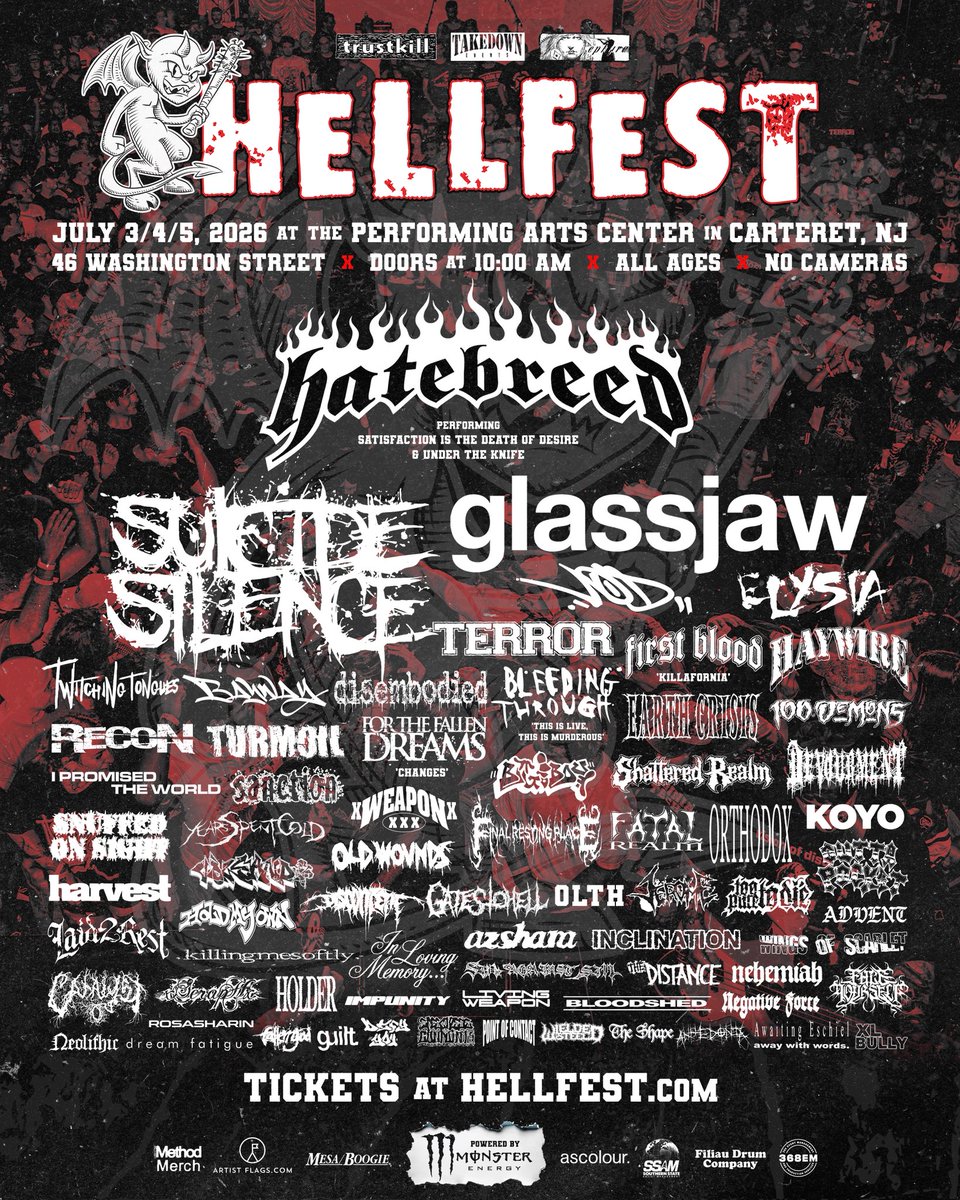 Hellfestdotcom's tweet photo. HELLFEST 2026 will now be held at The Performing Arts Center in Carteret, New Jersey https://t.co/sftYK8KcTZ