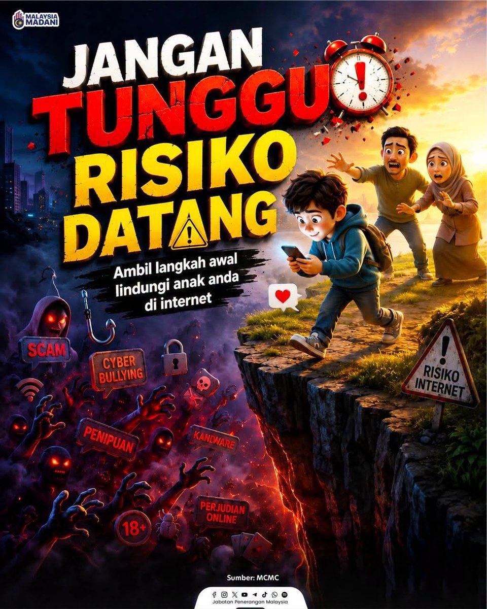 JPenerangan's tweet photo. 🛡👧 LINDUNGI ANAK DI ALAM DIGITAL

Kanak-kanak bawah 16 tahun lebih terdedah kepada risiko dalam talian dan masih memerlukan bimbingan dalam mengurus interaksi digital. 🌐 https://t.co/FTikaZLt1J