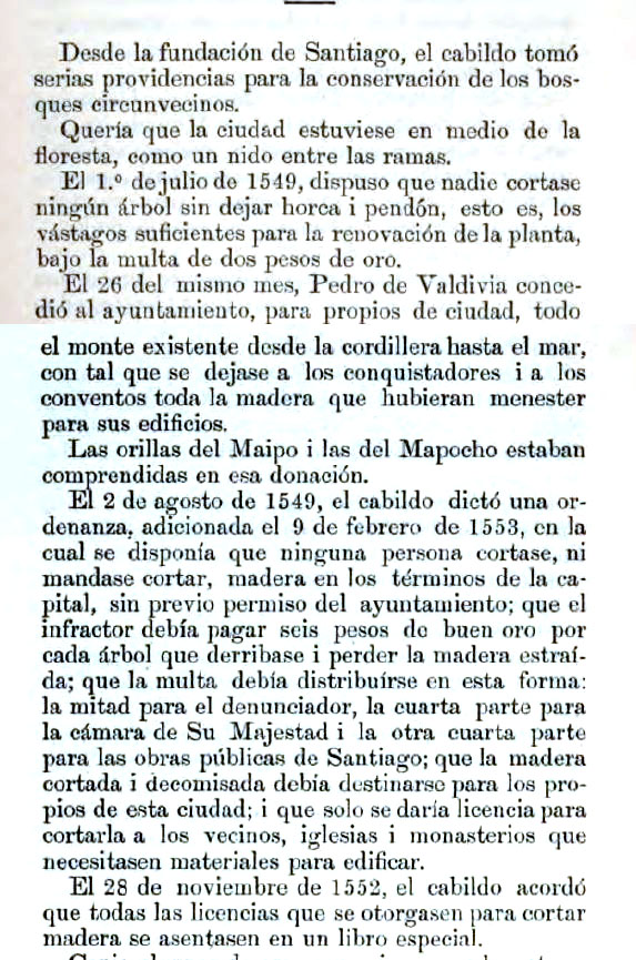 PabsValenzuela's tweet photo. Nuestros antepasados en la Colonia querían que Santiago mantuviese sus bosques ya en 1549 y para eso el Cabildo acordó que el que fuese sorprendido cortando árboles sin dejar "horca y pendón" tuviese una multa, dejo también las especies que eran comunes en esos años. https://t.co/QhnQzpmDoD