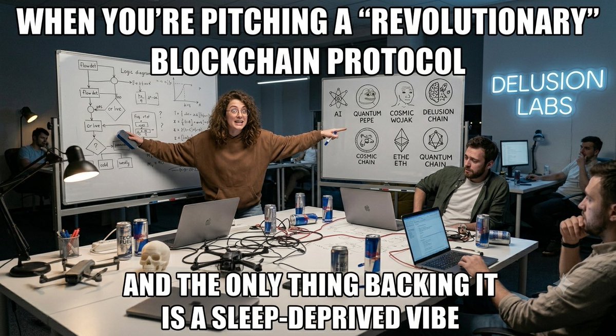 BULLISHDELUSION's tweet photo. Me trying to convince the group chat at 2 AM that this random token is going to fund our retirement. 💀💸 #Web3 #Crypto #GroupChat #Relatable https://t.co/iW0eC7ot5U