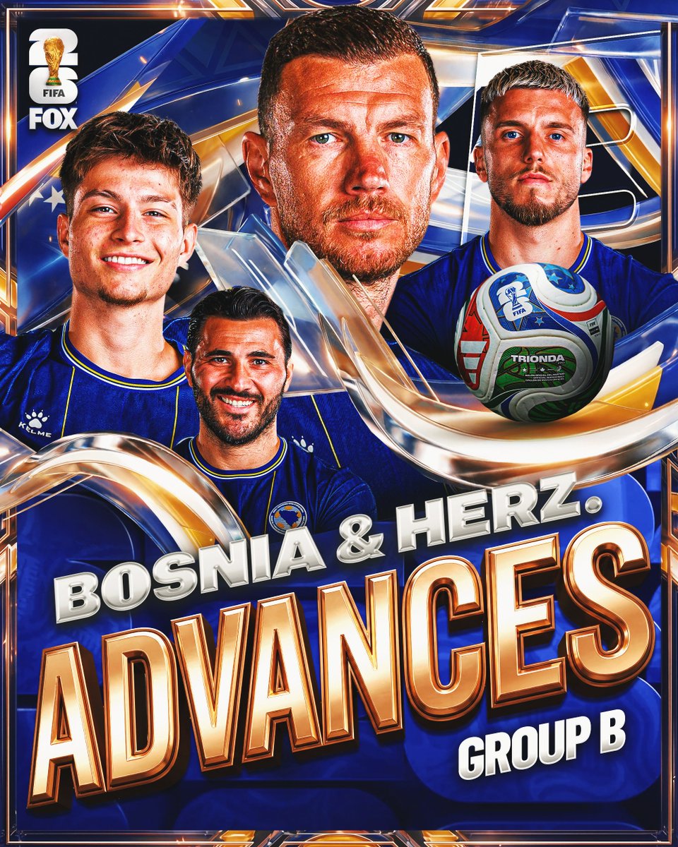 FOXSoccer's tweet photo. Bosnia and Herzegovina is officially through to the knockout stage 🇧🇦 https://t.co/AlQ5OxOoMH