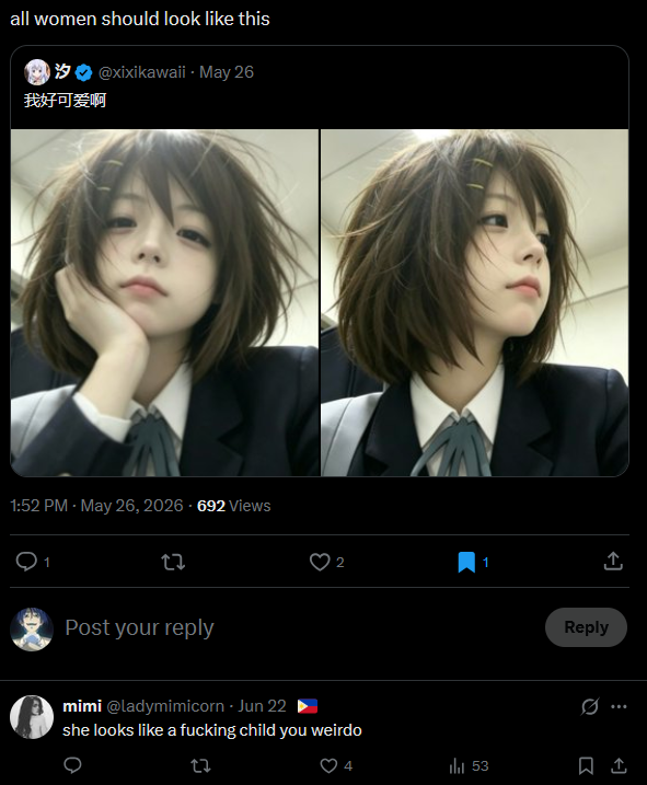 nvdpd3y5dv's tweet photo. the contrarian urge to blurtingly type out "im a pedophile" whenever a retarded foid calls any woman that isnt fat and morbidly obese a "child" https://t.co/hvp3eFTdOA