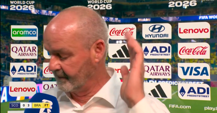 MirrorFootball's tweet photo. Scotland boss Steve Clarke storms away from World Cup interview with hopes in tatters

https://t.co/031Wbjycpr https://t.co/I0gQeAKpAr