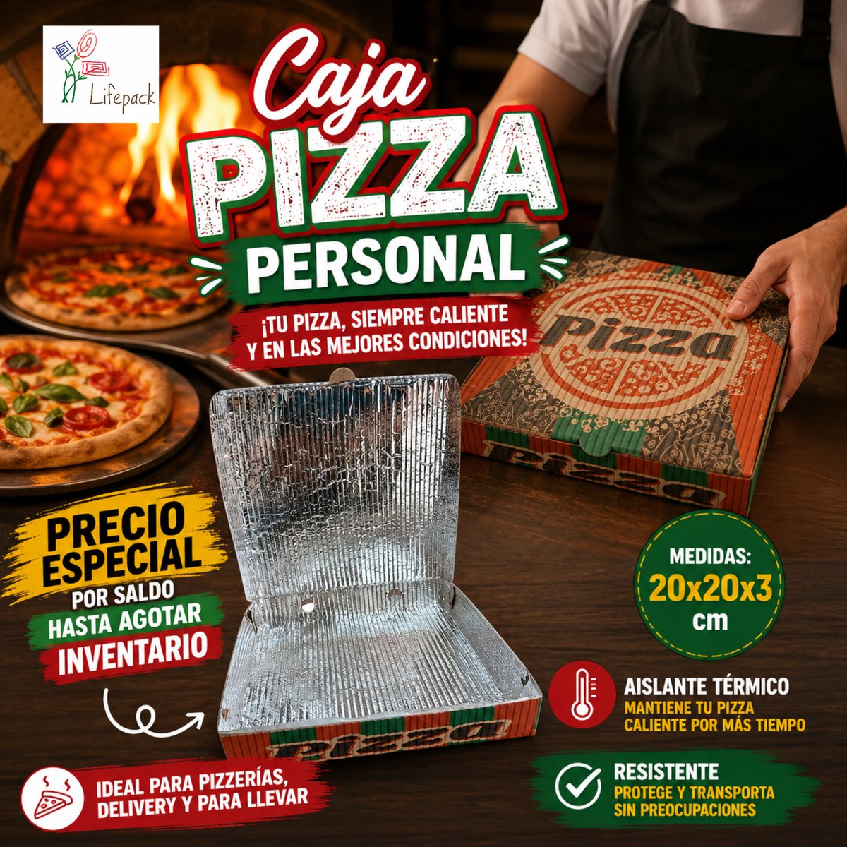 PAPELYCO's tweet photo. 🍕🔥 ¡Aprovecha nuestro súper precio de saldo! 🔥🍕

La Caja Pizza Personal (20x20x3 cm) es ideal para pizzerías y domicilios. Cuenta con forro térmico para conservar el calor, un diseño elegante y está elaborada con materiales 100% ecológicos. 🌱♻️ https://t.co/hT6sQjd2ll