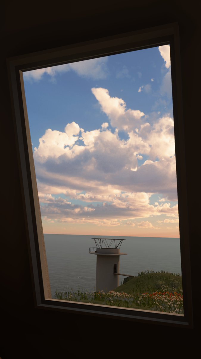 trynbee's tweet photo. 夕凪の岬 ⁄ Cape of evening calm にて
 #VRChat_world紹介 https://t.co/4dcFBSen9j
