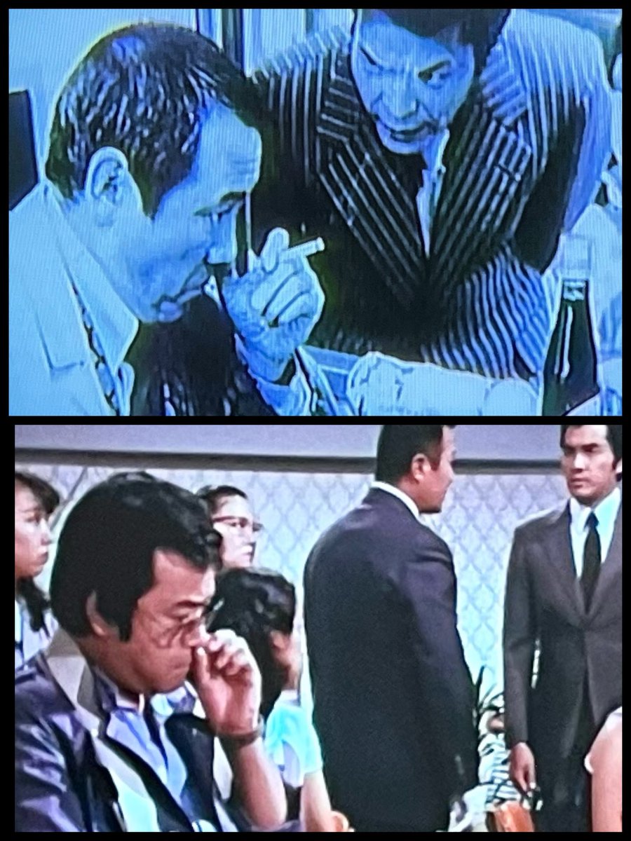 2mNh0's tweet photo. 親指で鼻をほるーーー

粗暴な男の思慮を伝える仕草として秀逸であり、かつてブレヒト演劇に傾倒した室田日出男さんによるメソッド演技の到達点と言えます

5年後、山城新伍が『変装探偵』でこれを巧みに模倣して見せたのは、形骸化するスタニスラフスキー・システムに対する問題提起だったに違いない https://t.co/CfuUxgtYoo