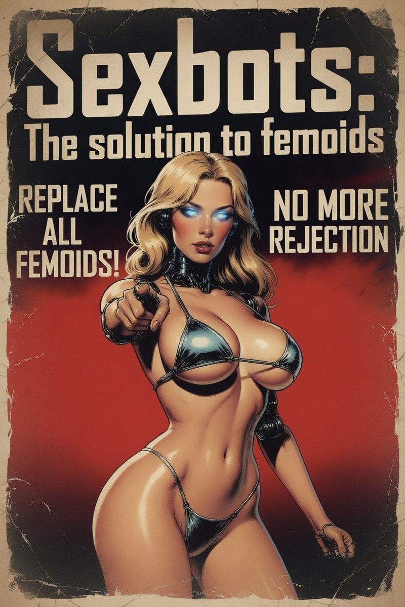 Xalimata's tweet photo. Femoids are a problem.  Sexbots are the solution https://t.co/3ridBOqKmC
