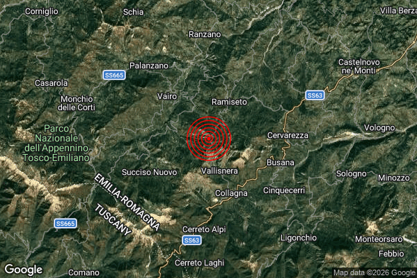 UltimiTerremoti's tweet photo. Terremoto 02:58:44 M2.3 epicentro "6 km W Ventasso (RE)"  https://t.co/mUVI9h9HVa https://t.co/NBSZr1LlUu