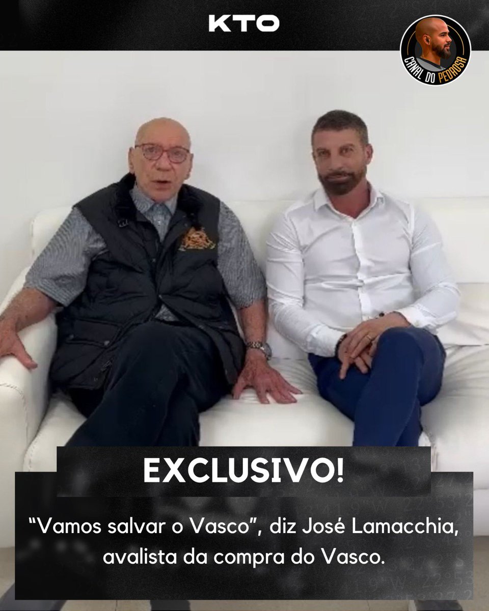pedrosa's tweet photo. 🚨 EXCLUSIVO! "ELES QUEREM O PODER, MAS EU E MEU FILHO VAMOS REERGUER O VASCO", DIZ JOSÉ LAMACCHIA, APÓS AFASTAMENTO DE PEDRINHO 

O presidente Pedrinho, do Vasco da Gama, foi afastado do comando da SAF do Vasco após uma decisão judicial na noite da última terça-feira (23), proferida pela juíza Caroline Fonseca, que atendeu um pedido da 777 Carioca alegando "falhas graves" na governança corporativa. 

O Vasco estava em processo final de venda para o grupo do investidor Marcos Faria Lamacchia, que teria seu pai, José Lamacchia, dono da Crefisa, como avalista do negócio. Diante do problema interno do Vasco, o @canaldopedrosa entrou em contato exclusivo com José Lamacchia para entender como as recentes notícias impactam no negócio. 

Assim como o presidente Pedrinho, em carta aberta aos torcedores divulgadas nesta manhã, José Lamacchia acusou a política do Vasco como responsável pelo imbróglio judicial. Confira a entrevista na íntregra: 

COMO AVALISTA DO SEU FILHO, QUANTO VOCÊ COLOCOU À DISPOSIÇÃO? 

"Todo o meu patrimônio, porque é meu filho, é meu herdeiro". 

O QUANTO O AFASTAMENTO DO PEDRINHO PREJUDICA AS NEGOCIAÇÕES? 

"Prejudica bastante. O problema é que é uma briga política que, inclusive, de uma maneira irresponsável, eles vão falir o Vasco. O Vasco está falido e eles estão atrapalhando. Quem quer pôr dinheiro lá somos nós. As pessoas envolvidas vão levar o Vasco à falência."

QUEM SÃO ESSAS PESSOAS? 

“Gente da política. Porque eles querem poder. Felipe Carregal (Vice-Presidente Jurídico exonerado), que era aliado do Pedrinho e depois abandonou para se reunir com o Paulo Salomão (ex-vice-presidente geral do Vasco). Meu filho está pronto pra colocar dinheiro lá. O Vasco não tem dinheiro para pagar a folha salarial. Na verdade, o que eles querem é que a gente ponha 2 bilhões e meio, e eles querem mandar".

MAS VOCÊ E SEU FILHO (MARCOS FARIA LAMACCHIA) TIVERAM CONTATO COM ALGUM DELES? 

"Tivemos contato com todos. O Felipe Carregal esteve várias vezes em São Paulo conosco. Ele sabe de todo o nosso pensamento. E eles brigaram com o Pedrinho e agora estão prejudicando o Vasco. A pergunta que eu faço pra eles é: eles vão botar esse dinheiro? Eu quero saber. E querem mandar… Esse pessoal é que derrubou o Vasco. Esse pessoal que deixou o Vasco nesse estado. Por que eles não impediram a venda para os picaretas da 777?”. 

E QUAL É O PLANO DE VOCÊS COMPRANDO O VASCO? O QUE SERÁ FEITO DE DIFERENTE? 

"Vamos botar dinheiro para o Vasco disputar todos os campeonatos do Brasil. Todos! Vamos botar dinheiro e reerguer. Meu filho vai comprar, eu vou defender ele até o fim porque qualquer pai defenderia seu filho. E sabemos como fazer!" 

COMO A NOTÍCIA CHEGOU AO MARCOS? O QUE ERA PREVISTO? 

"Ele (Marcos Faria) estava muito empolgado. Como eles têm coragem de estragar um projeto belíssimo que o Marcos vai fazer? O centro de treinamento que o Vasco vai fazer é o mais moderno da América do Sul. Nós vamos realizar. O arquiteto (que fez o CT) do Red Bull Bragantino já estava contratado, nós vimos o projeto. O que eu fico abismado é como as pessoas usam o judiciário para prejudicar um clube de 20 milhões de pessoas? Eu fiquei chocado".

RECEBI A INFORMAÇÃO DE QUE JÁ HAVIA UMA FESTA PREVISTA EM CASO DE APROVAÇÃO DA VENDA. PROCEDE? 

"Já iríamos anunciar em julho, a festa na Lagoa estava sendo organizada". 

CONTINUA NO FIO 🧶