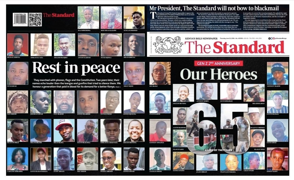 wayne_gakuo's tweet photo. June 25th: we remember the 60+ lives lost, 300+ still unaccounted for, betrayed by the very public servants whom they pay their salaries. We remember them as patriots who fought for this country. We will continue the fight.

Niko Kadi, and this week, I am Denzel Omondi. https://t.co/wgLGbkKjIX