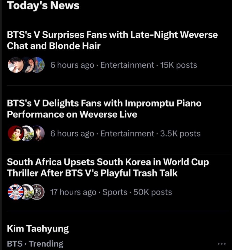 theVdiva's tweet photo. as expected, today’s and everyday’s relevant news being kim taehyung 🙂‍↕️ https://t.co/kS9oBzv56W