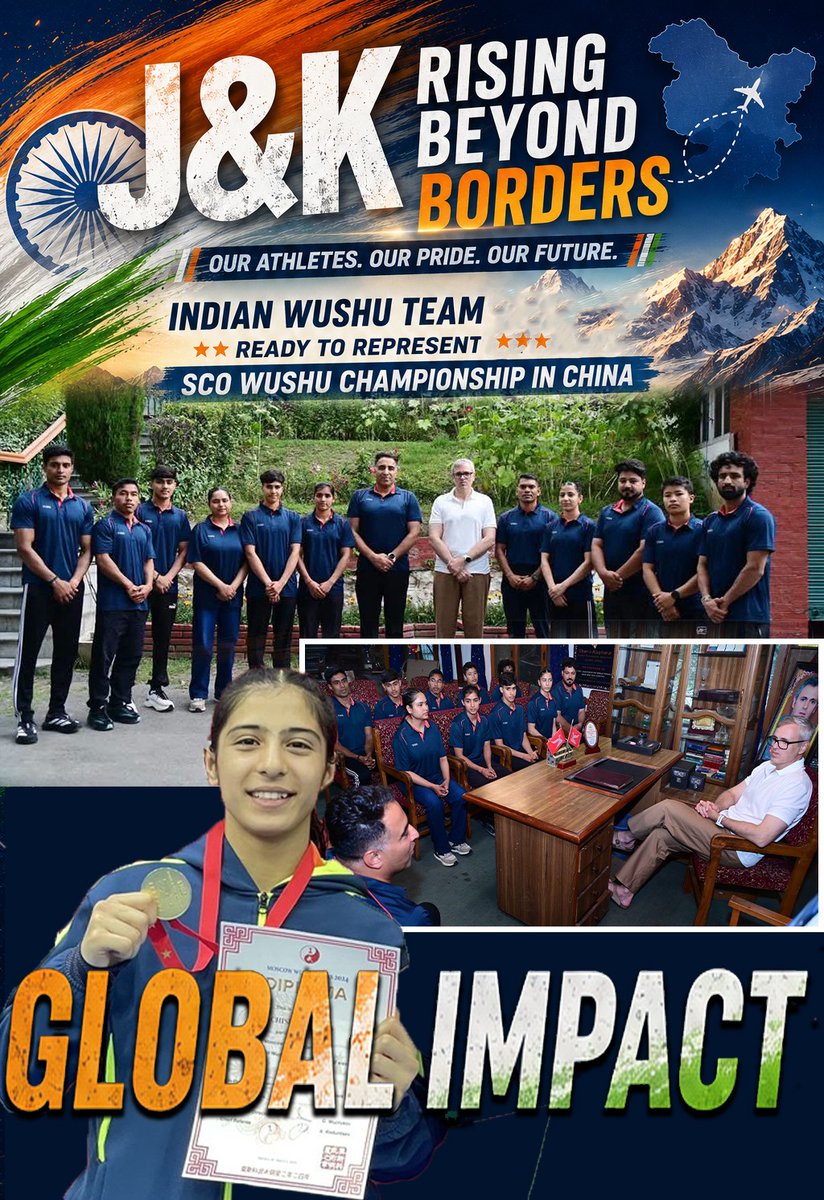 Safiyam49937636's tweet photo. J&amp;K continues to make its mark on the global stage! 🇮🇳🥋 With talent, determination, and hard work, our Wushu athletes are proudly representing India at the SCO Wushu Championship in China. Wishing Team India success and glory! #JKPride #Wushu #TeamIndia #SCO2026 https://t.co/HioijPSbMI
