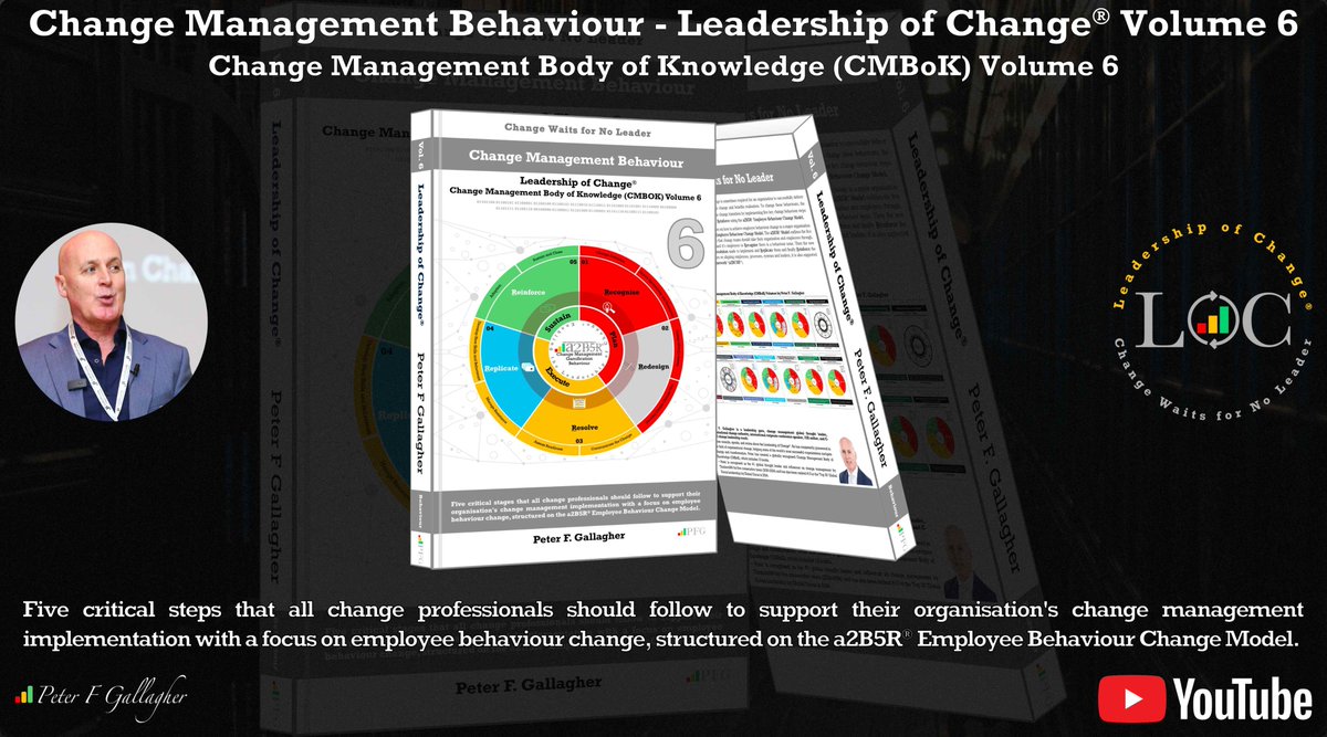 peterfgallagher's tweet photo. #LeadershipOfChange Volume 6
Change Management Behaviour - Video
five key #changemanagementbehaviour life cycle steps: Recognise, Redesign, Resolve, Replicate, and Reinforce using the a2B5R® Employee Behaviour Change Model.
#ChangeLeadership
https://t.co/Ox3HVojls4 https://t.co/pmRkWUIaDc
