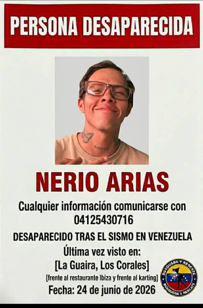 IJemprende's tweet photo. Por favor, si alguien sabe algo de él. Su nombre es Nerio Arias, y se encontraba en las Residencias Arichuna, Los Corales. Familiares y amigos buscamos información.
#Temblor #LaGuaira https://t.co/TxcPLLOsA9