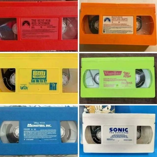 NostalgiaYZ's tweet photo. Multicolored VHS tapes from your childhood. https://t.co/SmNhOwqbni