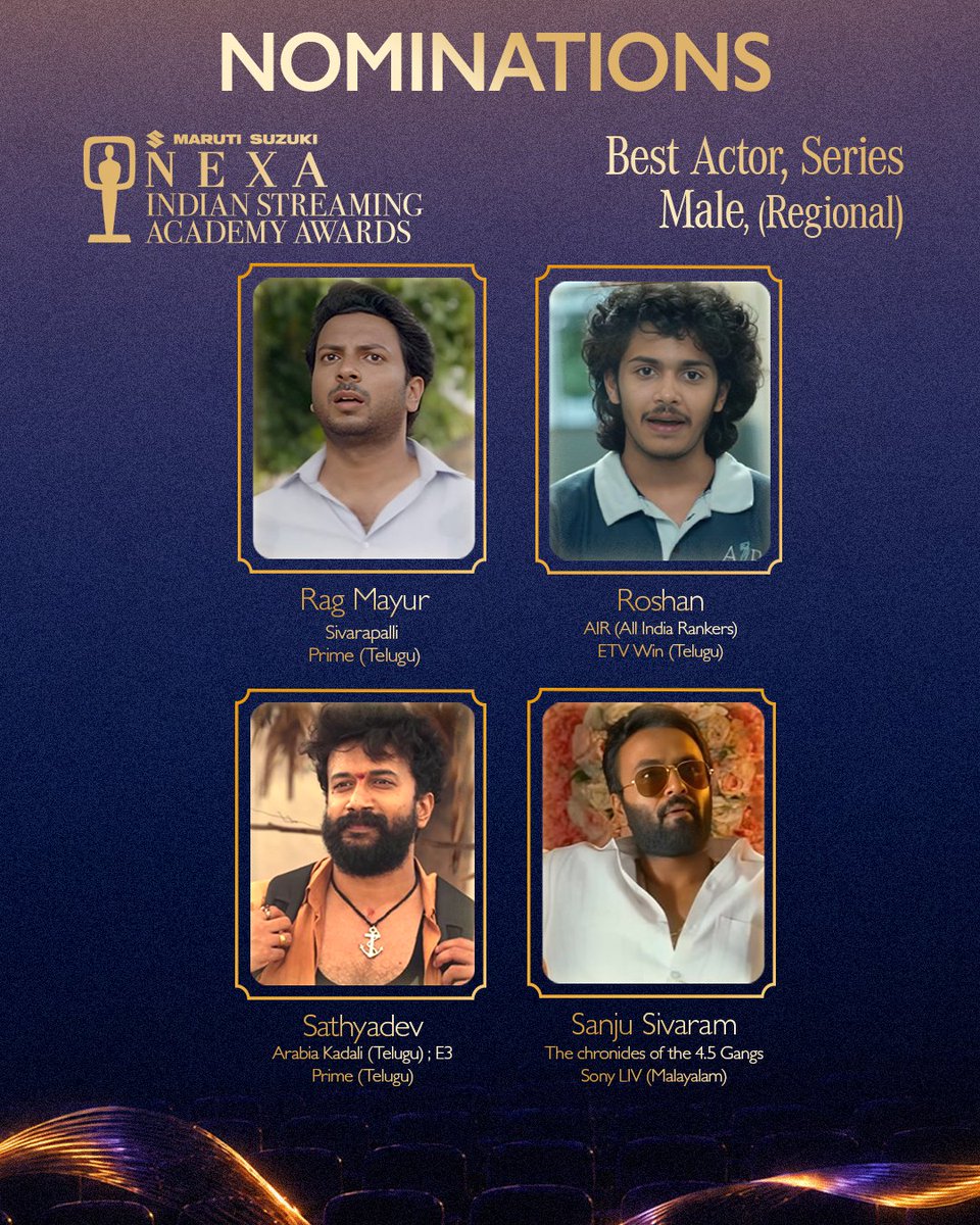 StreamingAwards's tweet photo. The audience may remember the character, but the craft lies in making us forget the actor behind it.

Presenting the nominees for Best Actor, Series (Male), Regional.

ISAA 3rd Edition
July 18 · Fairmont Mumbai

#ISAA2026 #IndianStreaming #ISAA3 https://t.co/MKJU9oyKxF