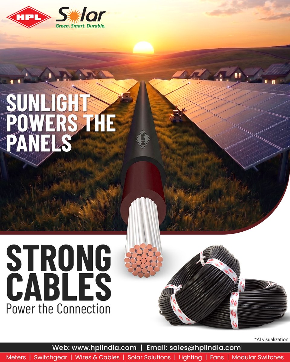 HPL_Official's tweet photo. βοΈ Sunlight powers the panels.
HPL Solar Cables power the connection. β‘
Built for durability, efficiency, and reliable performance, they ensure seamless energy flow for every solar installation. π±
#HPLSolar #SolarEnergy #SolarPower https://t.co/YhmmgCLWzF