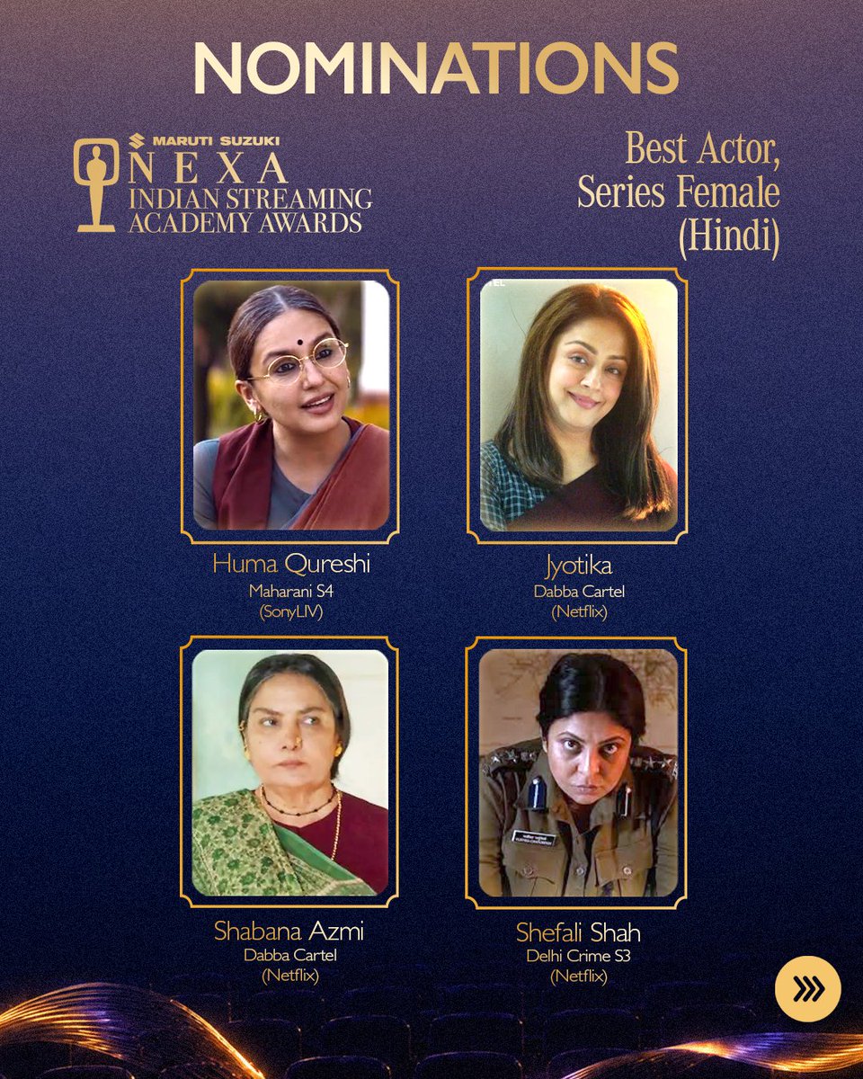 StreamingAwards's tweet photo. The most powerful performances are not just watched; they are carried with us long after the story ends.

Presenting the nominees for Best Actor, Series (Female).

ISAA 3rd Edition
July 18 · Fairmont Mumbai

#ISAA2026 #IndianStreaming #ISAA3 https://t.co/681apM7szi
