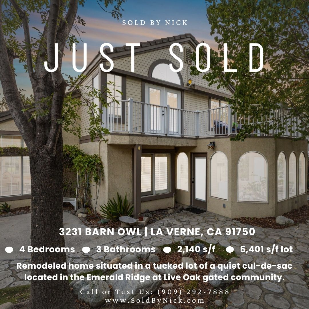 SoldByNick's tweet photo. JUST SOLD // LA VERNE
3231 Barn Owl // $910,000
4 Beds, 3 Baths | 2,140 s/f, 5,401 s/f lot
Remodeled home situated in a tucked lot of a quiet cul-de-sac located in the Emerald Ridge at Live Oak gated community.
(Click Link in Profile)
https://t.co/qNKMnN6usF
Are you looking to get your home sold too?
Let us help you next.
Your Home’s Value Instantly: https://t.co/a6Y0uK05FH
RE/MAX Masters Dre 01398872 Office Dre 01064901
#soldbynick #realtor #realestate #HomesForSale #LaVerne #LaVerneRealEstate #LaVerneHomeForSales #HomeSweetHome #DreamHouse