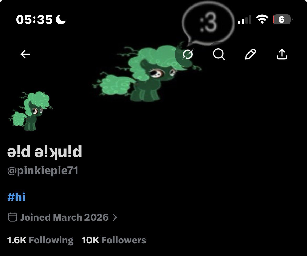 pinkiepie71's tweet photo. in honor of 10k im now #inverted https://t.co/q4pklmsJU5