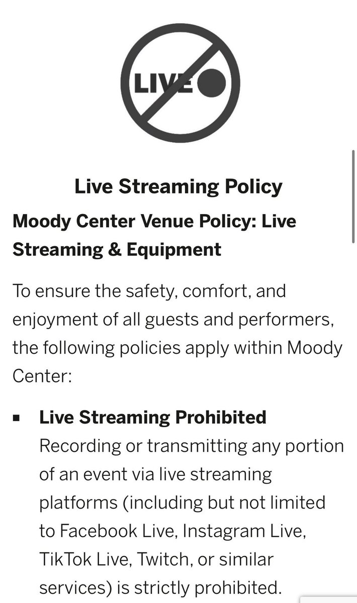 arianagrandebr's tweet photo. A arena Moody Center NÃO permite transmissões ao vivo pela internet. 

Não poderemos assistir ao show que acontecerá no aniversário da Ariana, no dia 26. 💔 https://t.co/9442Ymd7Oe