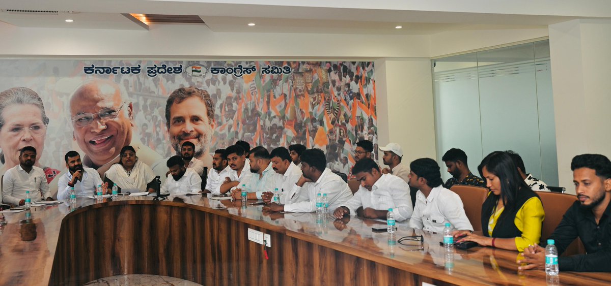 manjunathansui's tweet photo. At KPCC’s Bharat Jodo Bhavan, we held a crucial strategy meeting on the #AntiNEET campaign and discussed the roadmap ahead with volunteers and youth leaders.
I emphasized the need to unite the youth and student community against the NEET system, which is jeopardizing the future of millions of students across the country. We resolved to intensify our statewide movement to protect students' interests and ensure justice for every aspirant.
The meeting was attended by KPYCC State Vice President Chaithra, Legal Cell President Sridhar, and State General Secretary Bahubali. We also discussed launching awareness drives, protests, and mass outreach programs across Karnataka to expose the hardships faced by students under the NEET regime.
Together, we will strengthen this movement and fight for a fair and equitable education system for all. #NEET #StudentsFirst #YouthCongress