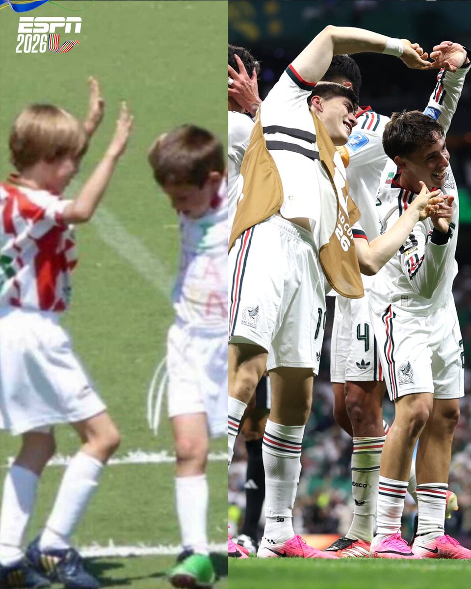 ESPNmx's tweet photo. Hace unos años... Mateo Chávez y Hormiga González festejaban goles siendo unos niños. 🥹

Hoy... ¡LO HICIERON EN UN MUNDIAL! ❤ 🇲🇽 https://t.co/dYuG5bOCfQ