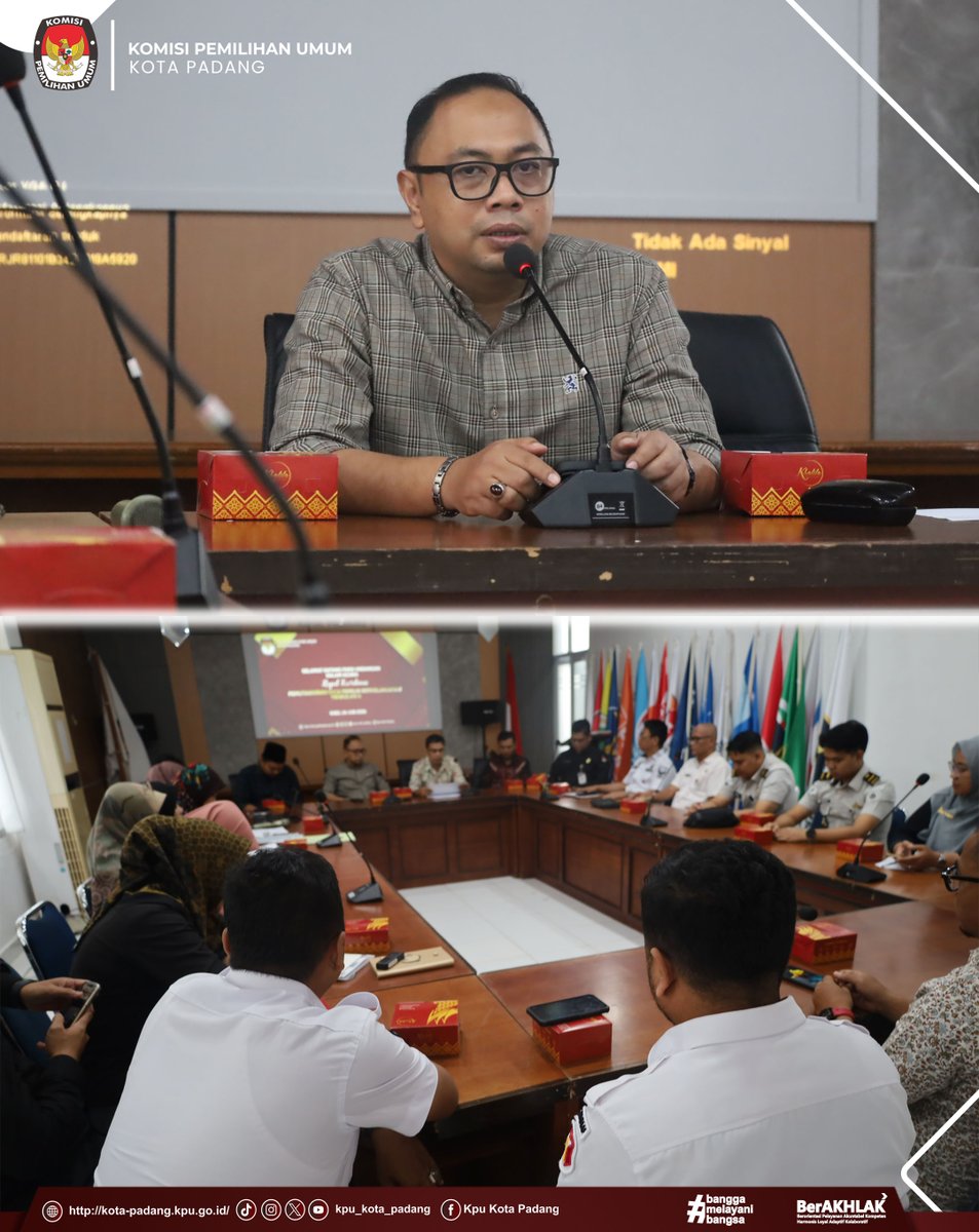 PadangKpu's tweet photo. #TamanPem#TamanPemilih, Untuk memastikan akurasi dan validitas data pemilih KPU Kota Padang melaksanakan rapat koordinasi terkait Pemutakhiran Data Pemilih Berkelanjutan (PDPB) Triwulan 2 Tahun 2026 di Aula lantai 2 KPU Kota Padang. Rabu (24/06/26).

 #KPUmelayani https://t.co/mc36rXhiji