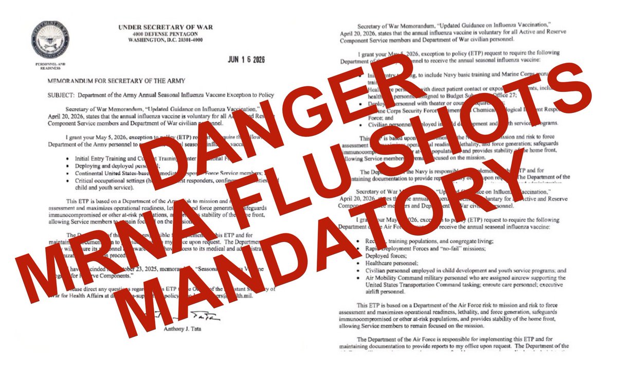 RealDrJaneRuby's tweet photo. WOW!  Military reverses course and again FORCING mRNA FLU SHOTS for military personnel.

Pfizer CEO CONFIRMS ALL FLU SHOTS ARE MRNA https://t.co/7VV8RX9oaS