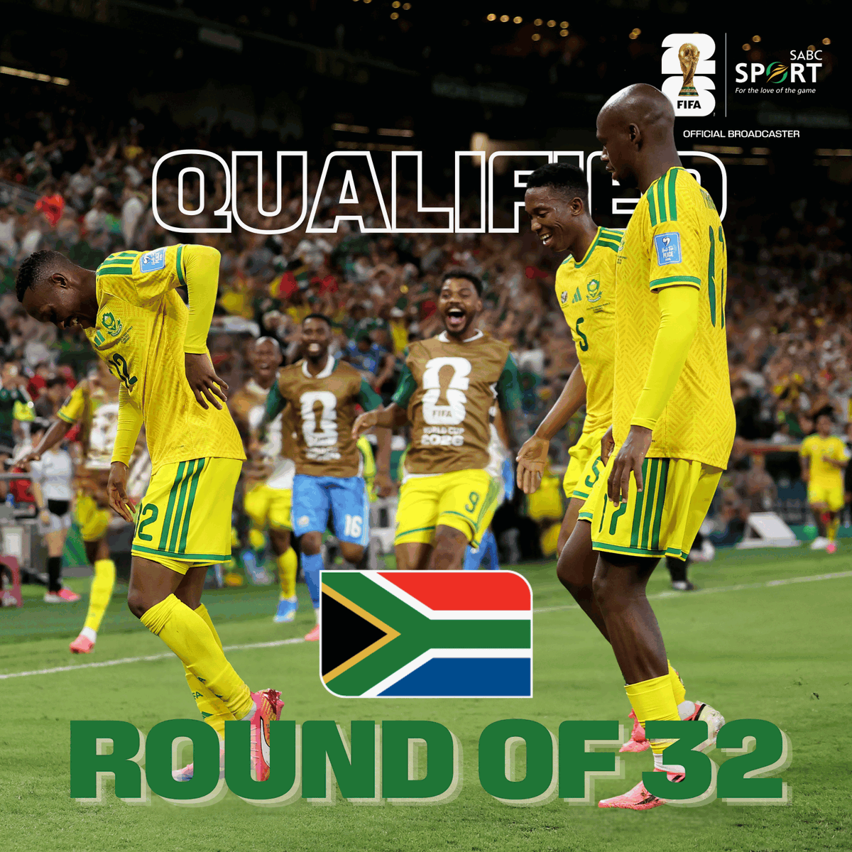 SABC_Sport's tweet photo. ✅ ℚ𝕌𝔸𝕃𝕀𝔽𝕀𝔼𝔻 ✅

PHAKATHI INSIDE 🤩🇿🇦

#SABCSportFootball #AllOfUsAllInKaofela #FIFAWorldCup https://t.co/YHFKONnwLV