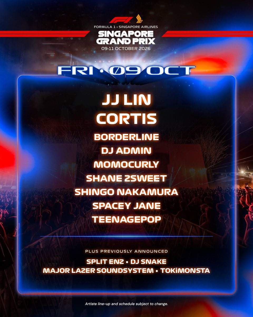 PloysaiOy's tweet photo. ปังไม่หยุด! #CORTIS เตรียมขึ้นแสดงงาน FORMULA 1 SINGAPORE GRAND PRIX 2026 วันที่ 9 ต.ค. นี้ ณ Padang Stage สิงคโปร์ 🏎️💨 ศิลปินรุกกี้ตัวแรงที่กำลังจะไปเฉิดฉายในเวทีระดับโลก ร่วมเวทีเดียวกับคุณ JJ LIN และดีเจระดับโลกอีกเพียบ! 

นาทีนี้ใครยังไม่รู้จักต้องรีบมามุงแล้วนะค๊าาา สเตจต้องไฟลุกแน่นอน! 🔥🔥🔥🔥🔥