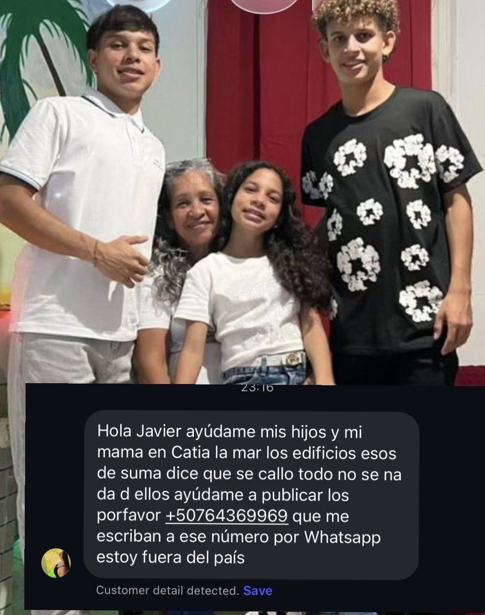 Javierito321's tweet photo. Muchos desde afuera no han podido comunicarse con sus familias en Venezuela y no saben nada. Ayúdame a compartir 🙏🏼 

Se llaman: MIRIAM FERNANDEZ, HILLARY LADERA, JONATHAN HIDALGO, REILER CAATILLO. https://t.co/8Ay8SDdwTw