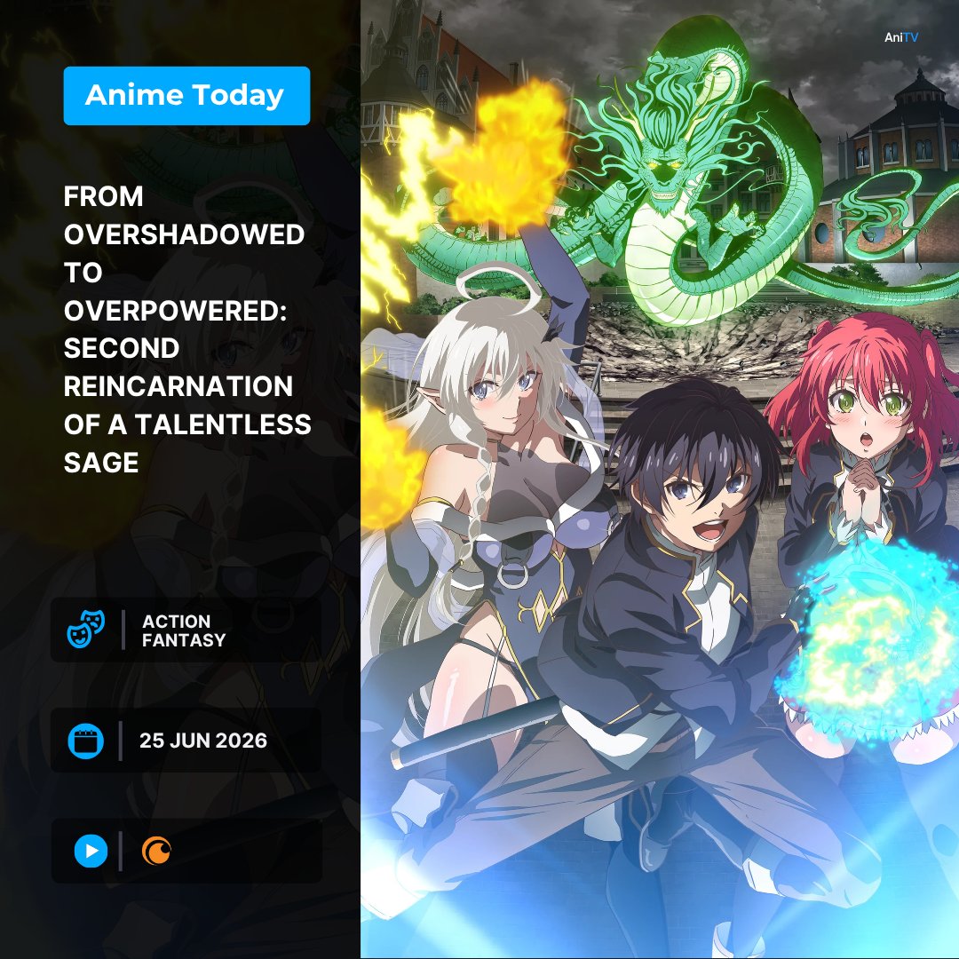 AniTV_net's tweet photo. ✨ Anime Starts Today ✨

From Overshadowed to Overpowered: Second Reincarnation of a Talentless Sage

PV: https://t.co/AddXIA6RBd

▶️Crunchyroll https://t.co/Ycu3mQPgK7