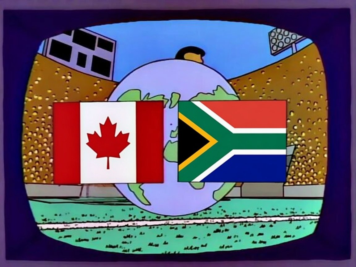 christoaivalis's tweet photo. This match will determine once and for all which nation is the greatest on Earth... Canada or South Africa! https://t.co/1qcEXp3f7n