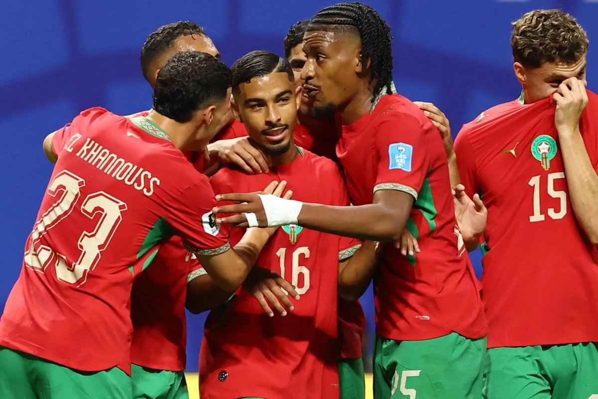 AfricaFirsts's tweet photo. Morocco 🇲🇦 beat Haiti 4–2 to qualify for the FIFA World Cup Round of 32, finishing level on points with Brazil and remaining unbeaten in the group stage. https://t.co/ZBLtyGQlUN