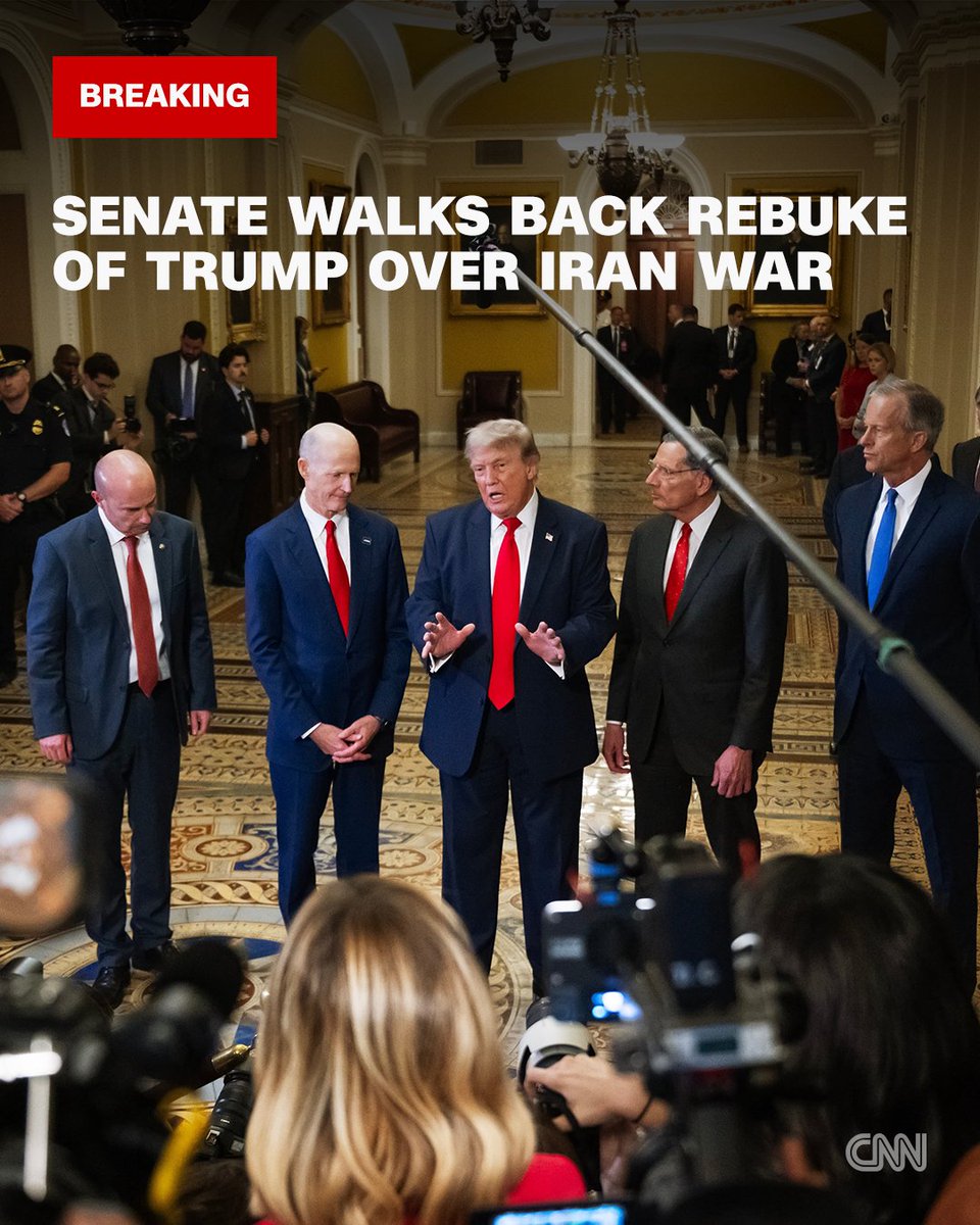CNNPolitics's tweet photo. Senate walks back rebuke of Trump one day after adopting a resolution aimed at removing US military forces from the conflict with Iran. https://t.co/iLTcP0VPZI https://t.co/2YJqHqB4KV