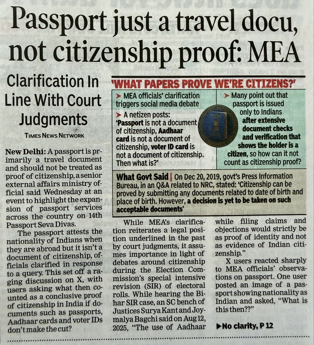 FITEMaharashtra's tweet photo. #Passport is not proof of Indian citizenship,
#Aadharcard is not proof of Citizenship,
#VoterId is not proof of Citizenship then what is that document which proves Indian citizenship?
Ministry of external affairs should answer the query . https://t.co/poP3TtjfOR