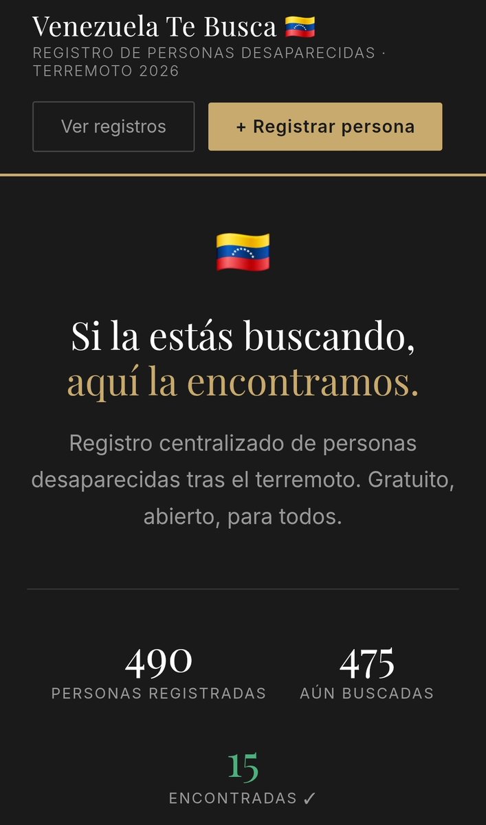 NiarixEcl1's tweet photo. Página para registrar y encontrar desaparecidos en Venezuela!!!
https://t.co/q6oXeadE5h https://t.co/rAjvDB3cRj