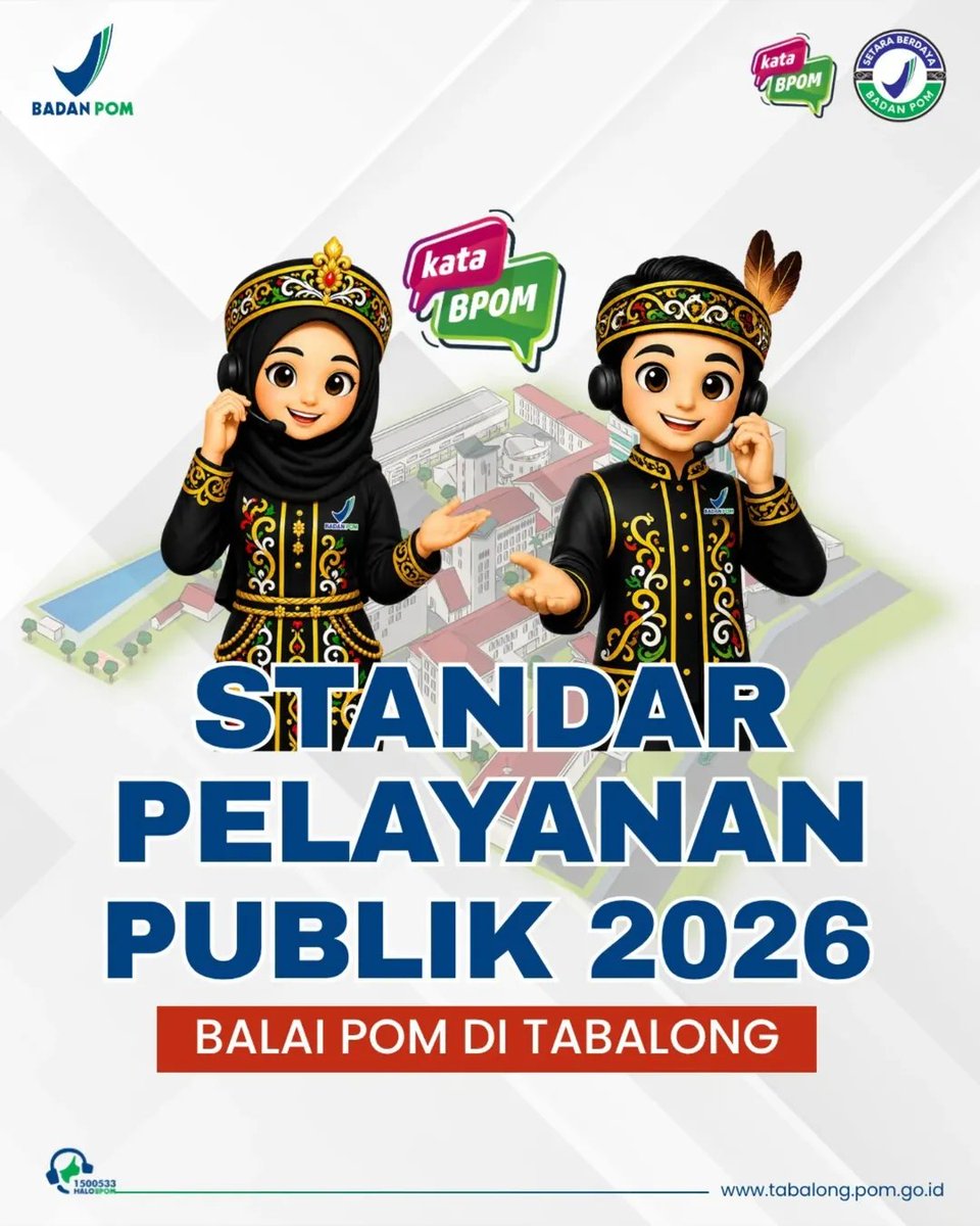 bpomtabalong's tweet photo. 📢 Standar Pelayanan Balai POM di Tabalong Tahun 2026

Halo #SahabatBPOM, ingin mengetahui layanan apa saja yang tersedia di Balai POM di Tabalong?

Melalui Standar Pelayanan Tahun 2026, Balai POM di Tabalong berkomitmen memberikan pelayanan yang transparan, mudah diakses, dan... https://t.co/xiLlQGgfw2