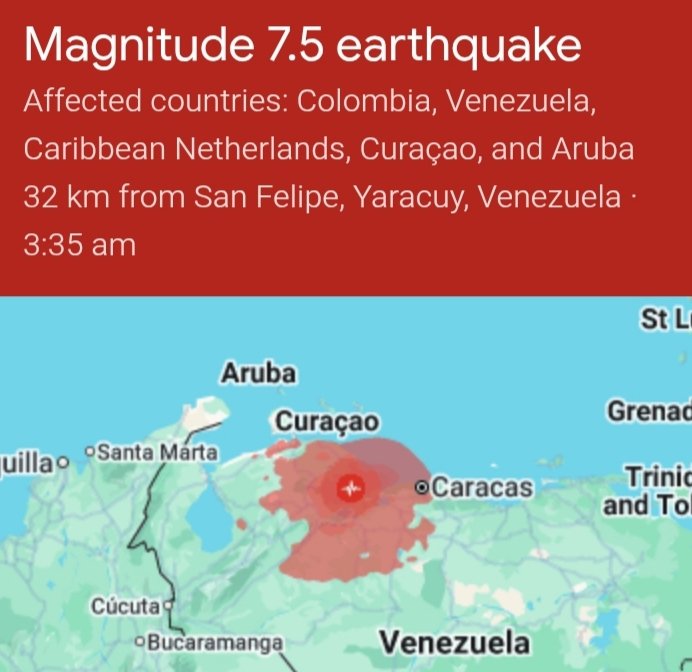 ThisResearcher's tweet photo. LATEST🚨:  2 Major Earthquakes Hit Country’s Center.

The earthquakes were a magnitude 7.2 and 7.5, according to a U.S. monitoring agency. 

People in the stricken area said that buildings collapsed and electricity was knocked out, including in the capital, Caracas. https://t.co/p23jRLd5IF