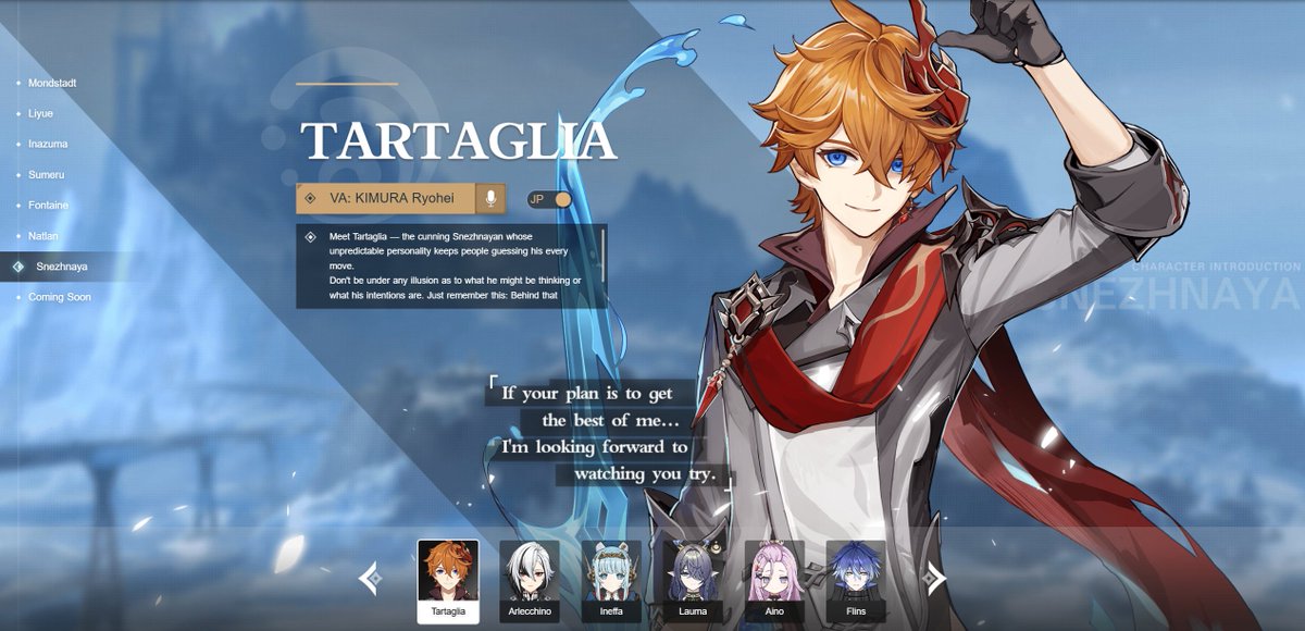 tiofurro___'s tweet photo. 🚨 ATENÇÃO: SNEZHNAYA FOI ADICIONADA OFICIALMENTE AO SITE DE GENSHIN IMPACT

Os personagens de Nod-Krai e os Mensageiros Fatui Tartaglia, Arlecchino e Sandrone também fazem parte da região! https://t.co/Hw64CySKWk