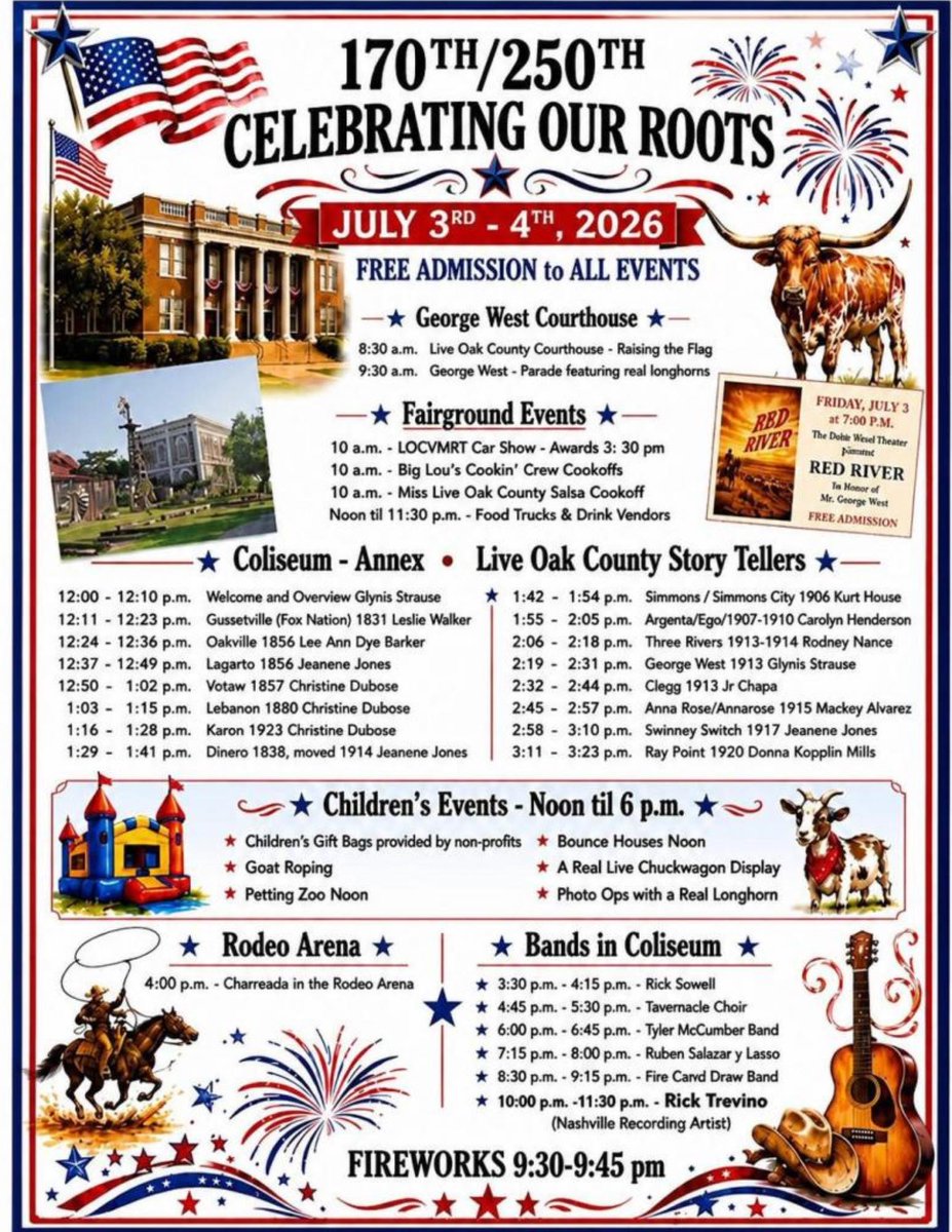 TXTropicalTrail's tweet photo. So many great acitivities happening in George West and surrounding communities starting today and into tomorrow. Create your schedule and enjoy the shows! #texastropicaltrail #georgewest #liveoakcounty https://t.co/XZjuZxZAjb