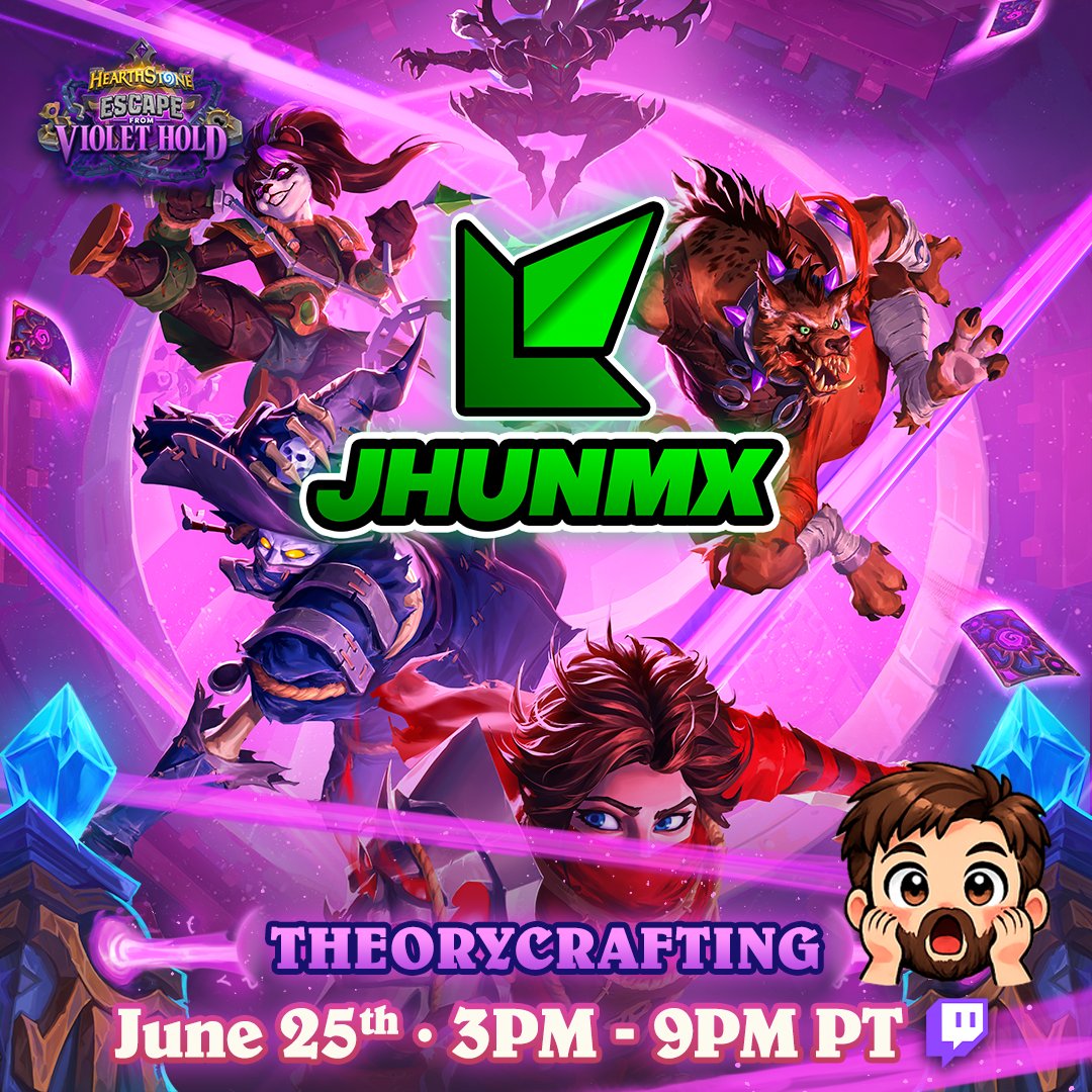 Jhunmx's tweet photo. Gracias a
@PlayHearthstone
y @PlayHSLATAM
mañana estaremos en el TheoryCrafting  🌆El Escape del Bastión Violeta, habrá sorteos, drops. Para participar -siguenos, like y compartir📷-
Los esperamos por https://t.co/gFlpua5DK0  4  pm PT https://t.co/HugSRGLXAa