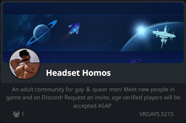 Eskurn's tweet photo. I made a VRChat group for adult gay men! I really want friends to play with so please join the group and discord server! 😄

https://t.co/37ZyD1hrTO

#vrc #vrchat #gay #furryvrchat #malefurry https://t.co/IwULkylrb7