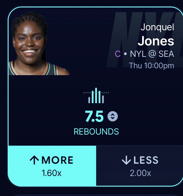 FastmoneyVault's tweet photo. WNBA pod 
Jonquel jones over 7.5 reb🥷🏽 https://t.co/Eww8HWIivc