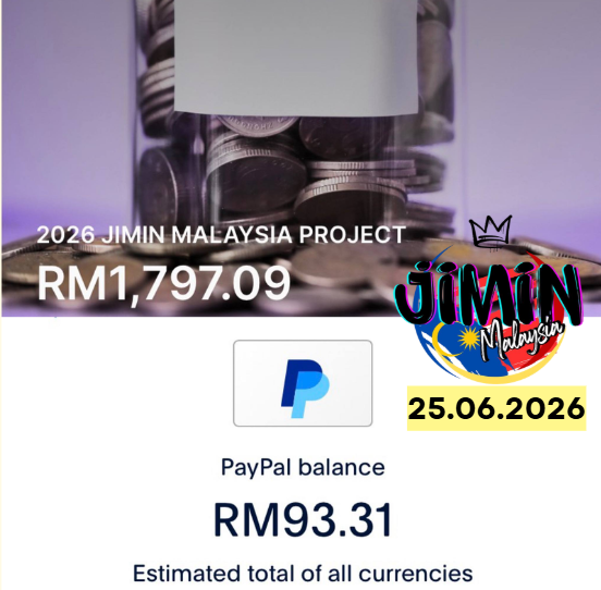 JiminMalaysia's tweet photo. Donation update 25.06.2026
GXBANK: RM 1797.09
PAYPAL: RM93.31

TOTAL: RM1890.31

Thank you to everyone who contributed 💛

There is no fixed amount required for donations. Any contribution is greatly appreciated and helps us get closer to our goal. 

#JIMIN
#지민
#jiminmalaysia https://t.co/kMWSCtZQzS