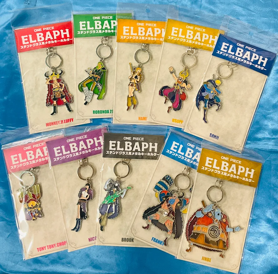 新商品】 ELBAPH ステンドグラス風メタルキーホルダー ルフィ、ゾロ ステンドグラス風メタルキーホルダールフィゾロサンジ