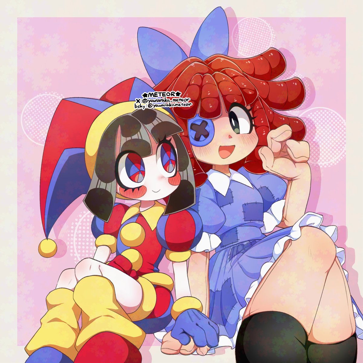 yawaraka_meteor's tweet photo. happy yuri day 2026 ❤️💙🩵
  #百合の日 #ragapom #buttonblossom #jesterdoll https://t.co/xILEqma7wM