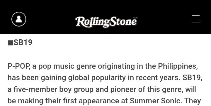 nglmrysy's tweet photo. "P-POP, a pop music genre originating in the Philippines, has been gaining global popularity in recent years. SB19, a five-member boy group and pioneer of this genre, will be making their first appearance at Summer Sonic."

🔗https://t.co/ZBRgdzKxuB

SB19 is featured in Rolling Stone Japan Magazine Vol. 35! 

Grab your copy now!
🔗https://t.co/cLwDyxdJDU

Thank you @rollingstonejp  for featuring SB19. 🤗

@SB19Official #SB19